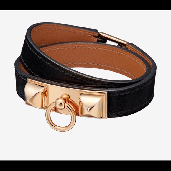 Hermes Jewelry - Hermes black w/rose gold Rivale double tour!